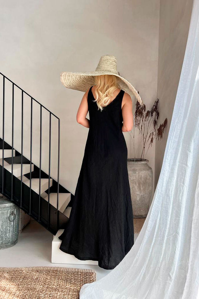 Cruise linen dress, black