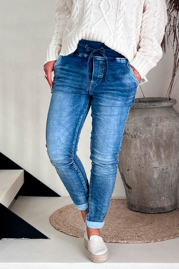 Denim jogger, mid wash