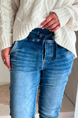 Denim jogger, mid wash