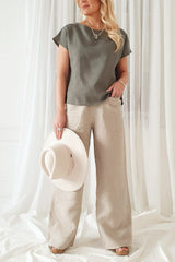 Elisa linen shirt, camo green