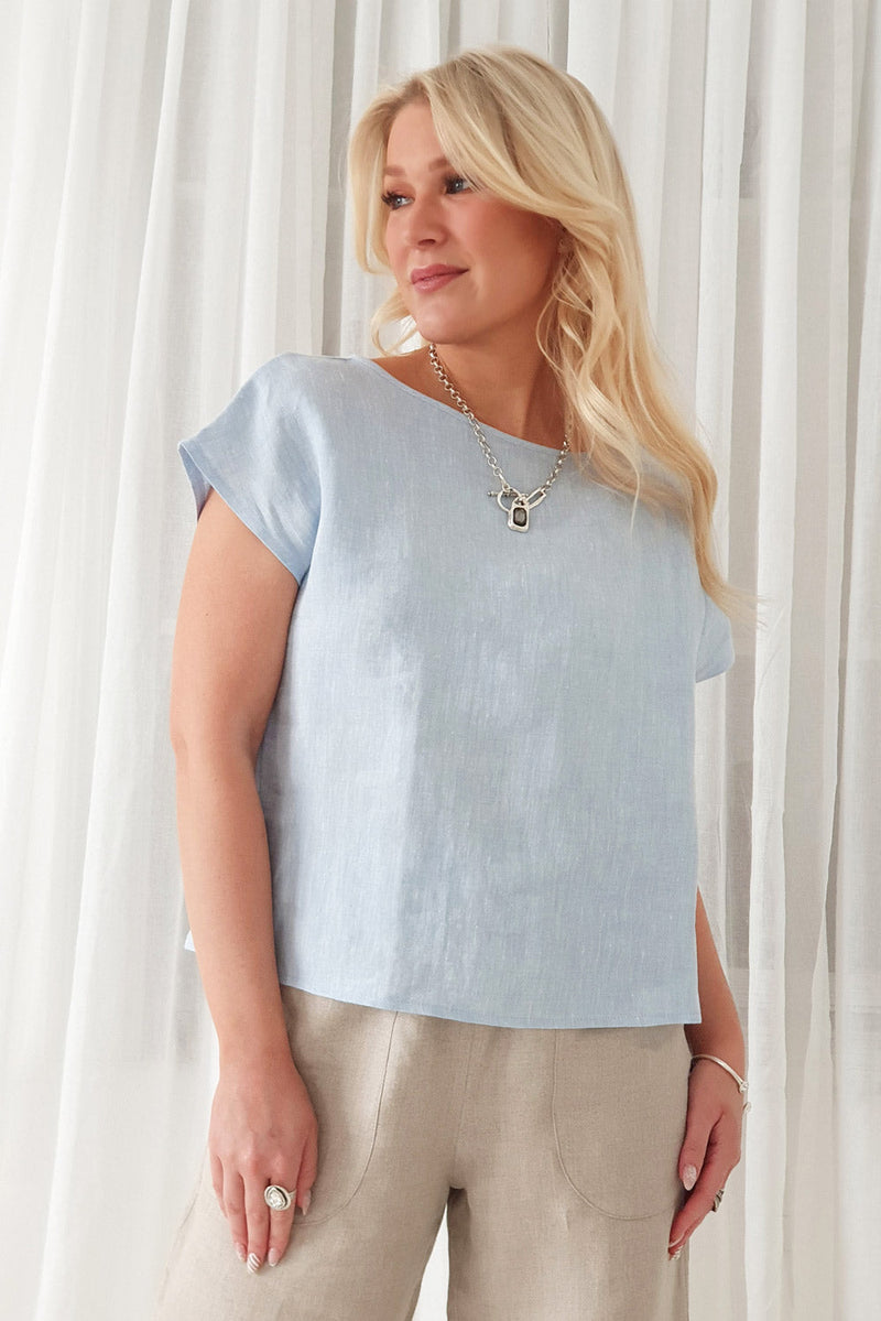 Elisa linen shirt, oxford blue