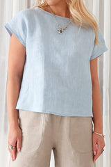 Elisa linen shirt, oxford blue