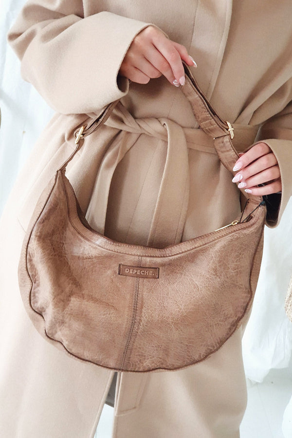 Golden chic shoulder bag, walnut