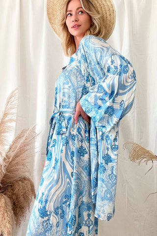 Harper kimono, sininen kuviollinen