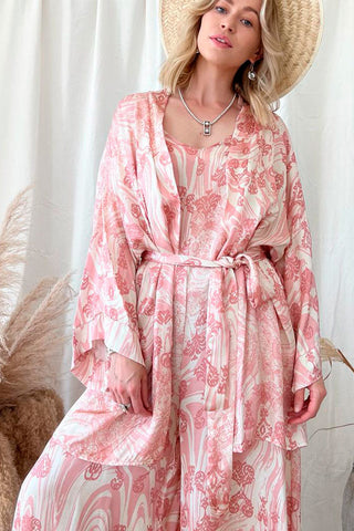 Harper kimono, roosa kuviollinen