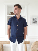Johan linen shirt, navy