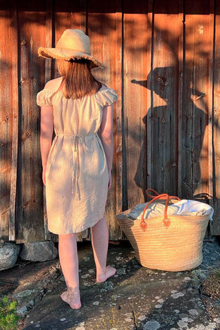 Isabel linen dress, beige stripe