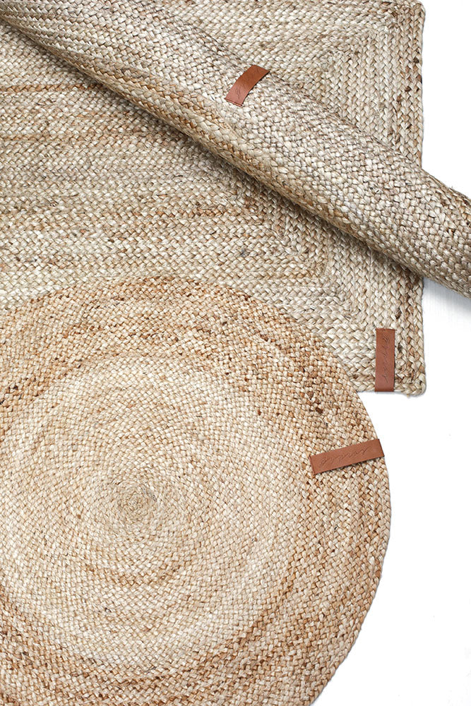 Jute rug round 80cm, natural