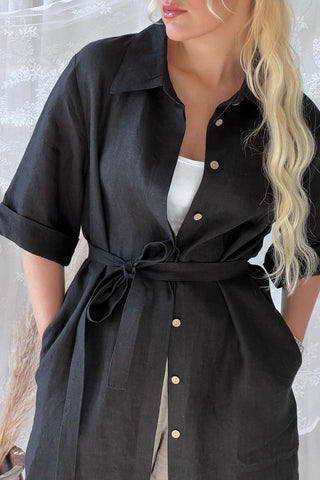 Julie shirt dress, black