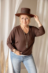 Kaitlyn bamboo long sleeve, brownie