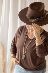 Kaitlyn bamboo long sleeve, brownie