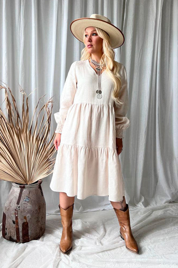 Lindsay linen dress, cream