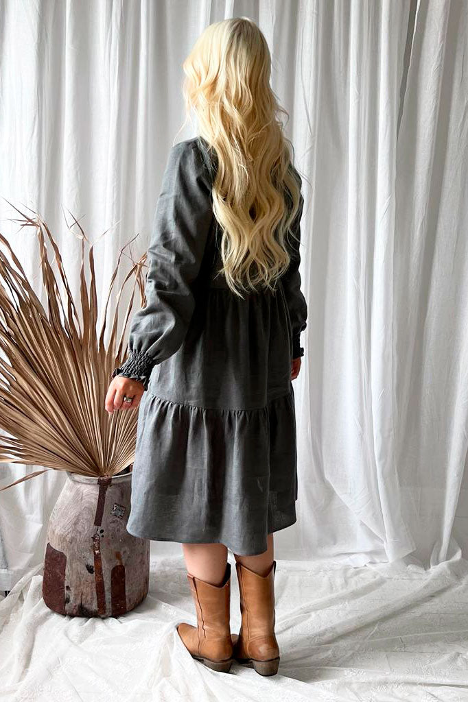 Lindsay linen dress, graphite