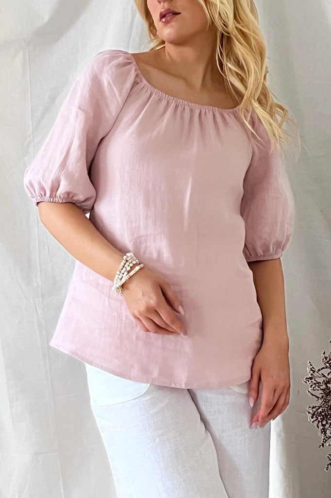 Louise linen shirt, light pink
