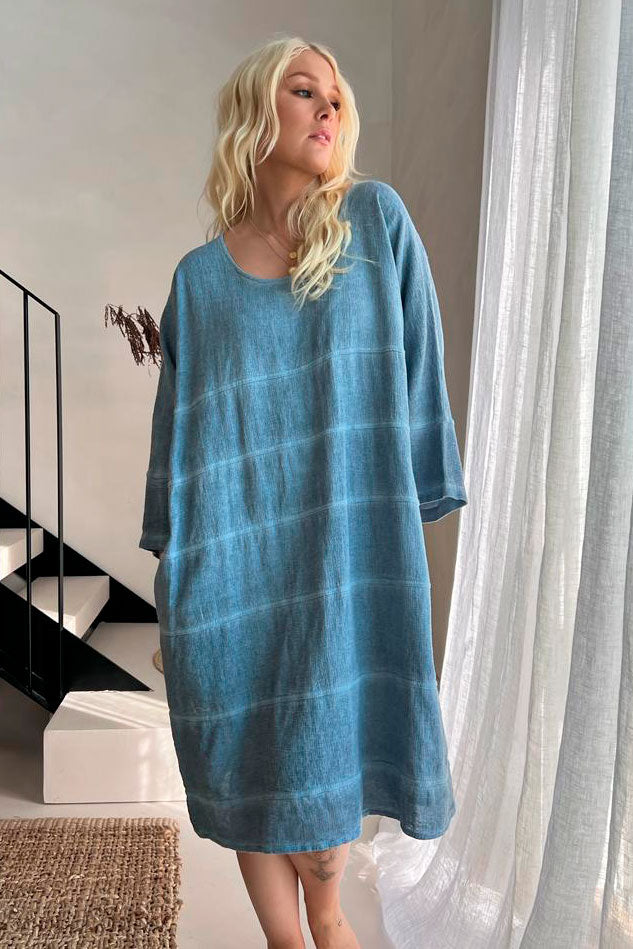 Luna cotton dress, blue