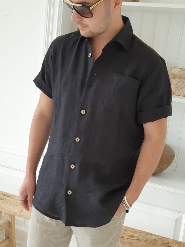 Johan linen shirt, black