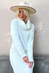 Maia polo knit dress, off white