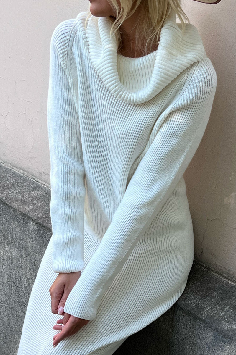 Maia polo knit dress, off white