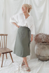 Missy linen skirt, camo green