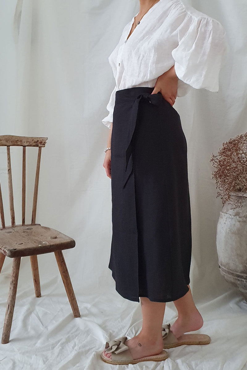 Missy linen skirt, black