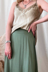 Noelle viscose skirt, khaki green