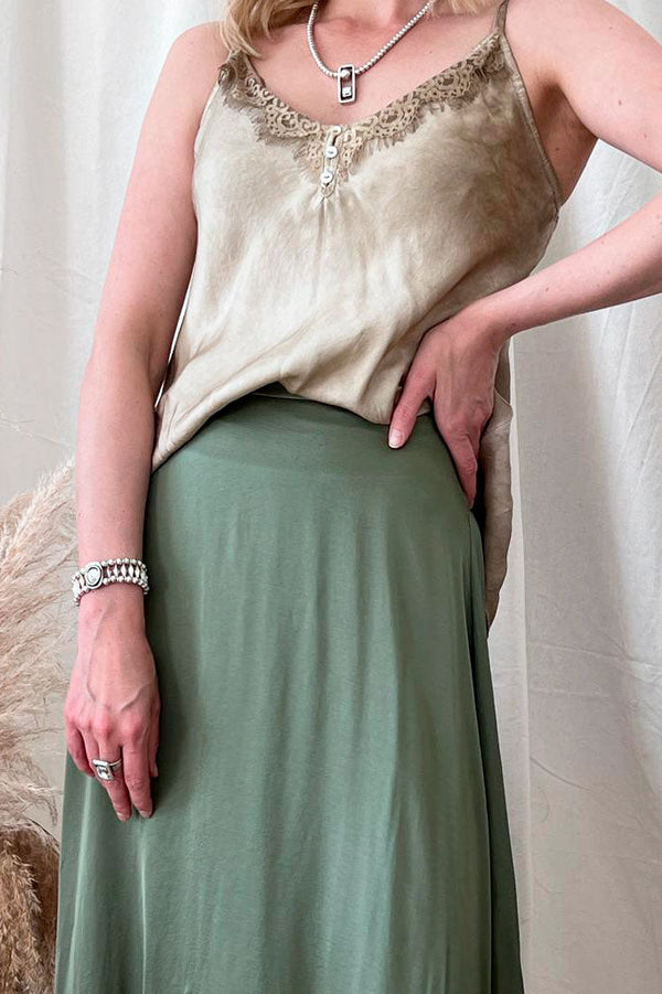 Noelle viscose skirt, khaki green