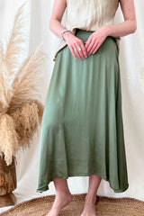 Noelle viscose skirt, khaki green