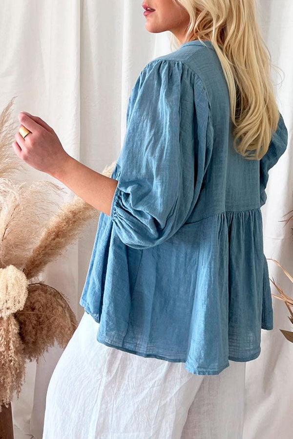 Nora cotton shirt, blue