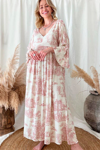 Provence viscose dress, rose toile