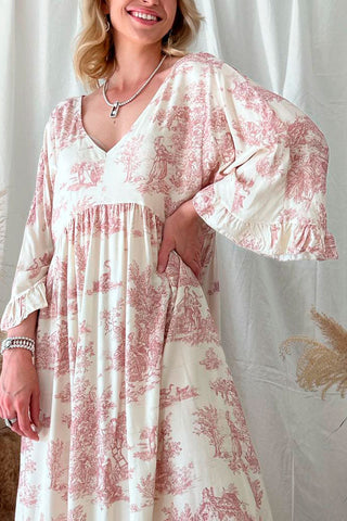 Provence viscose dress, rose toile