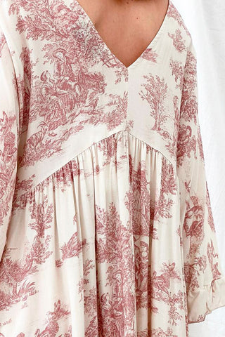 Provence viscose dress, rose toile