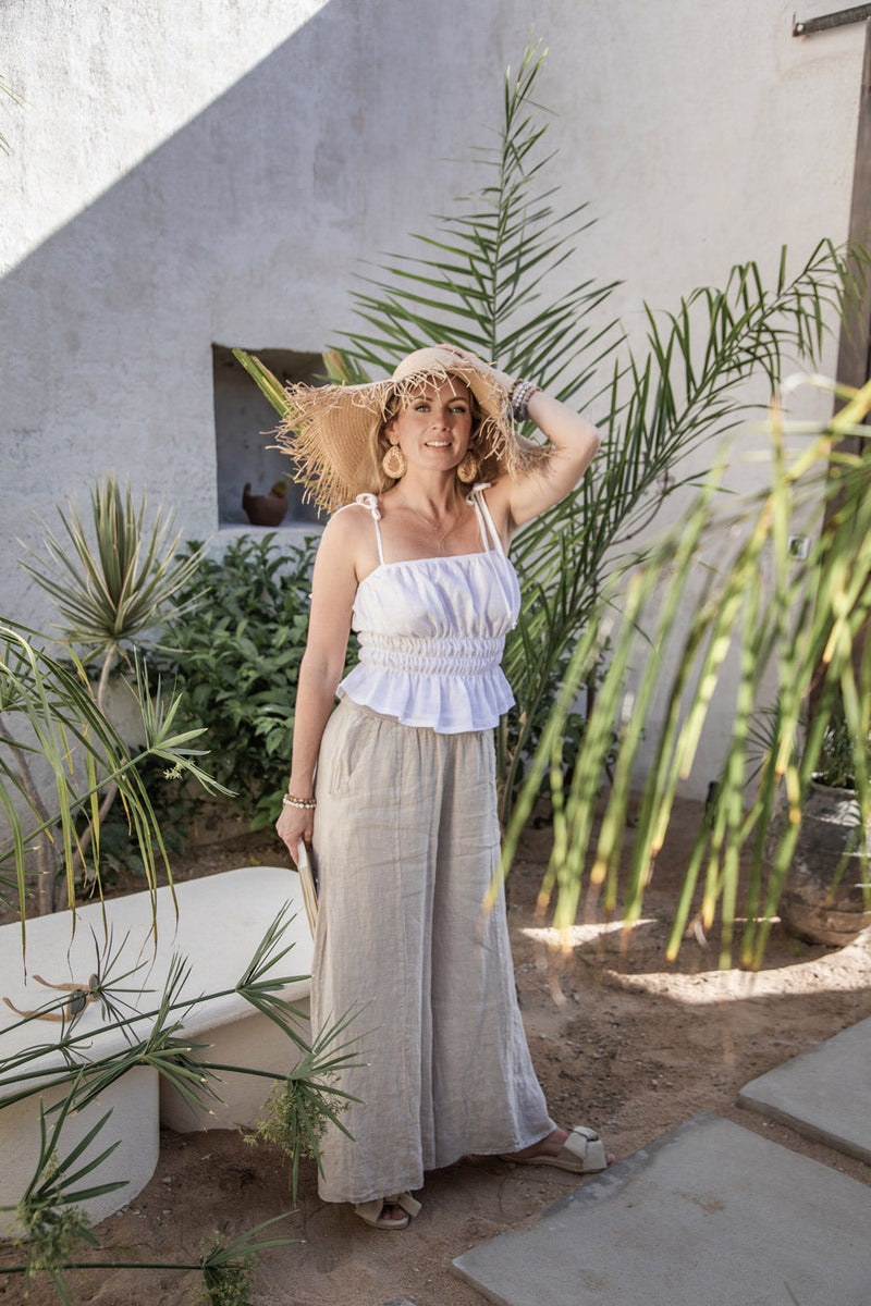 Resort linen pants, natural