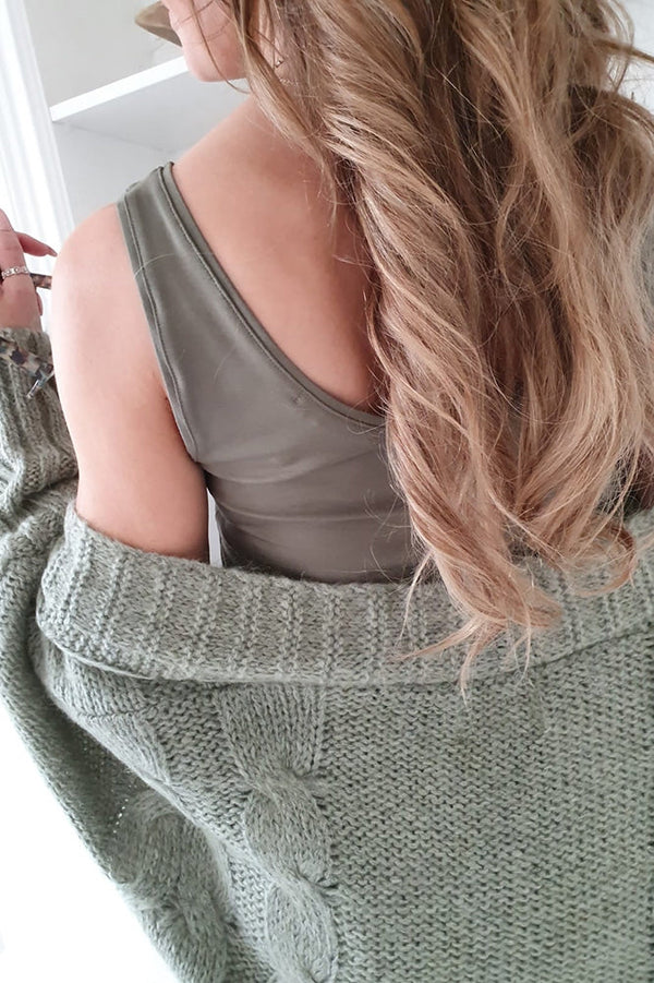 Bamboo cami tricot top, danish green