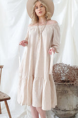 Scarlett dress, beige stripe