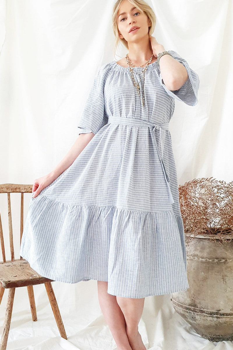 Scarlett dress, blue stripe