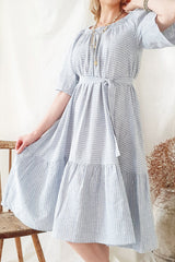 Scarlett dress, blue stripe