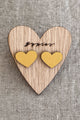 Heart button earrings, gold