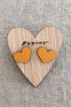 Heart button earrings, ocher