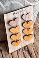 Oak heart earrings, ocher