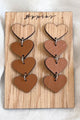 Oak heart earrings, sienna