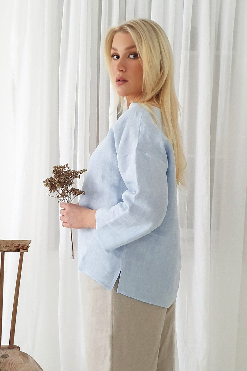 Timeless linen shirt, oxford blue