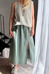 Vanessa linen skirt, camo green