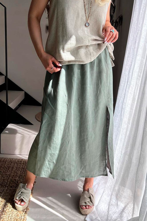 Vanessa linen skirt, camo green