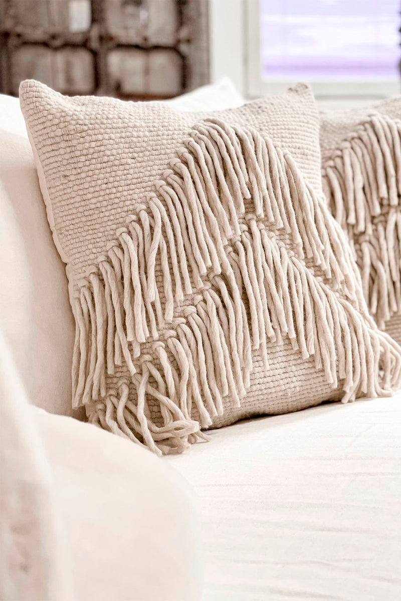 Boho isle wool pillow, off white