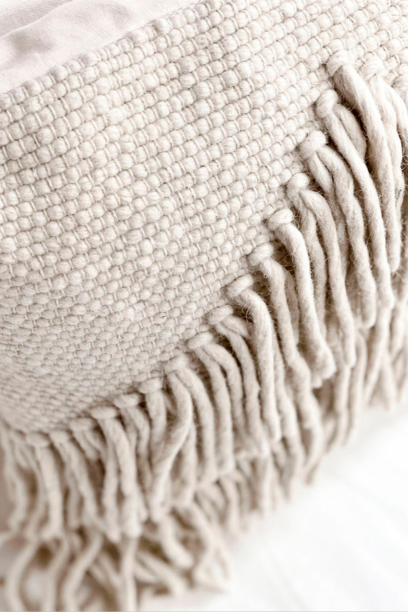 Boho isle wool pillow, off white