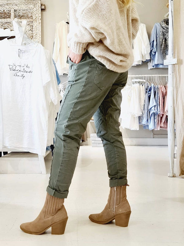 Perfect joggers buttons, olive