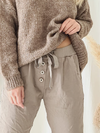 Perfect joggers buttons, taupe