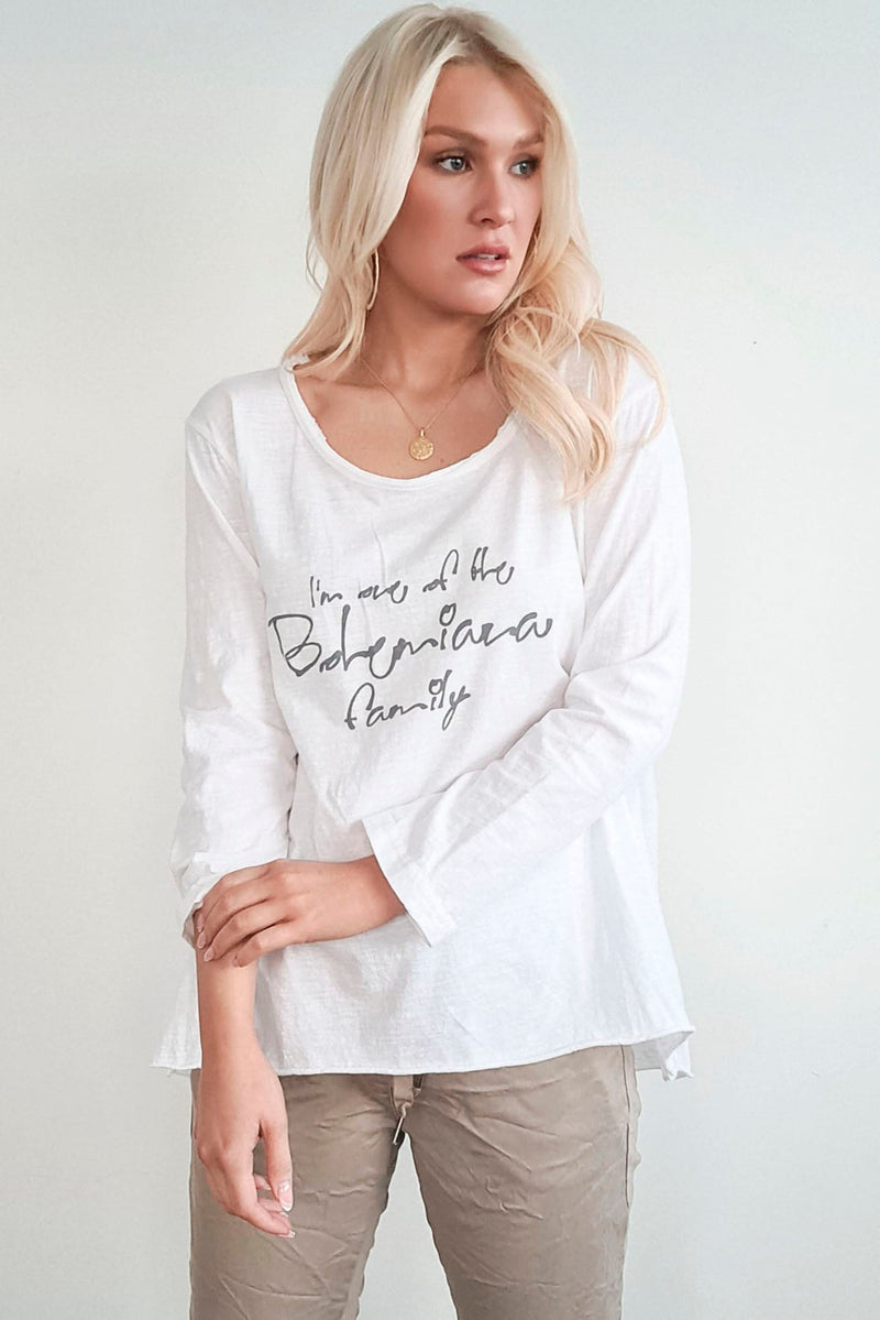 Family longsleeve cotton shirt, white
