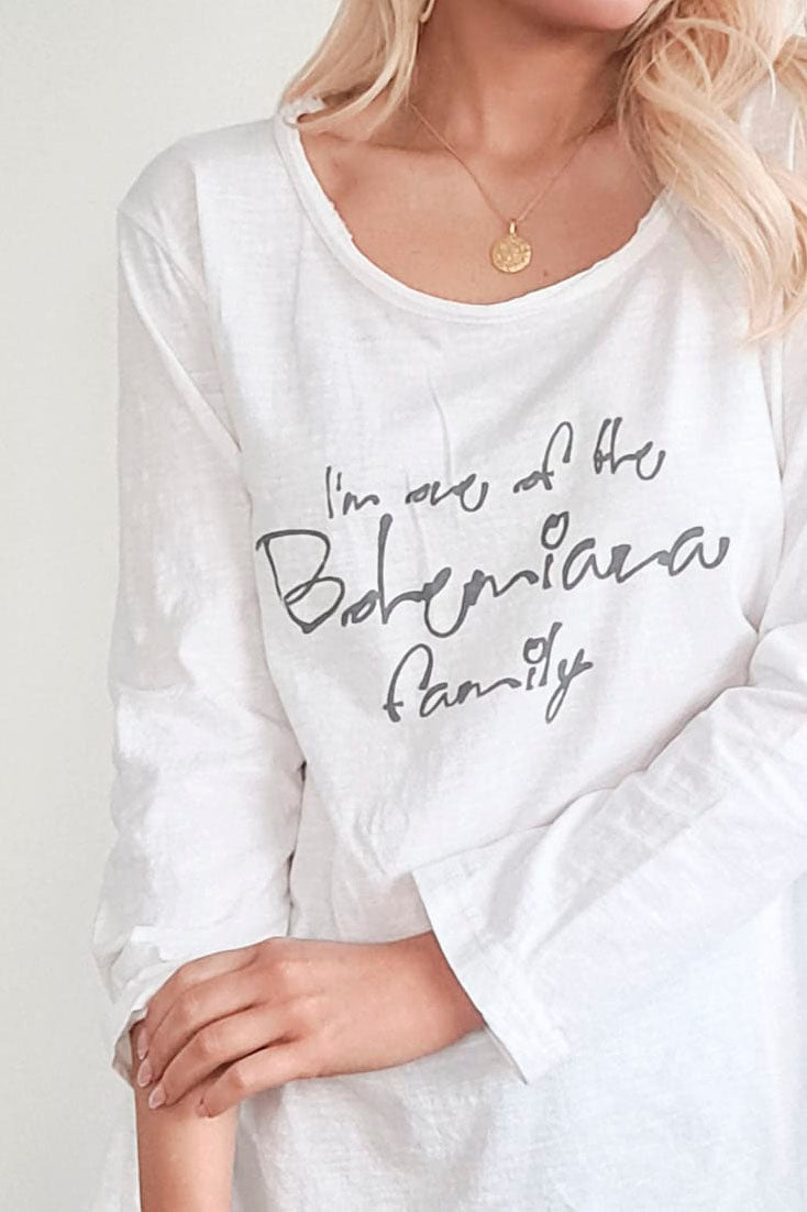 Family longsleeve cotton shirt, white