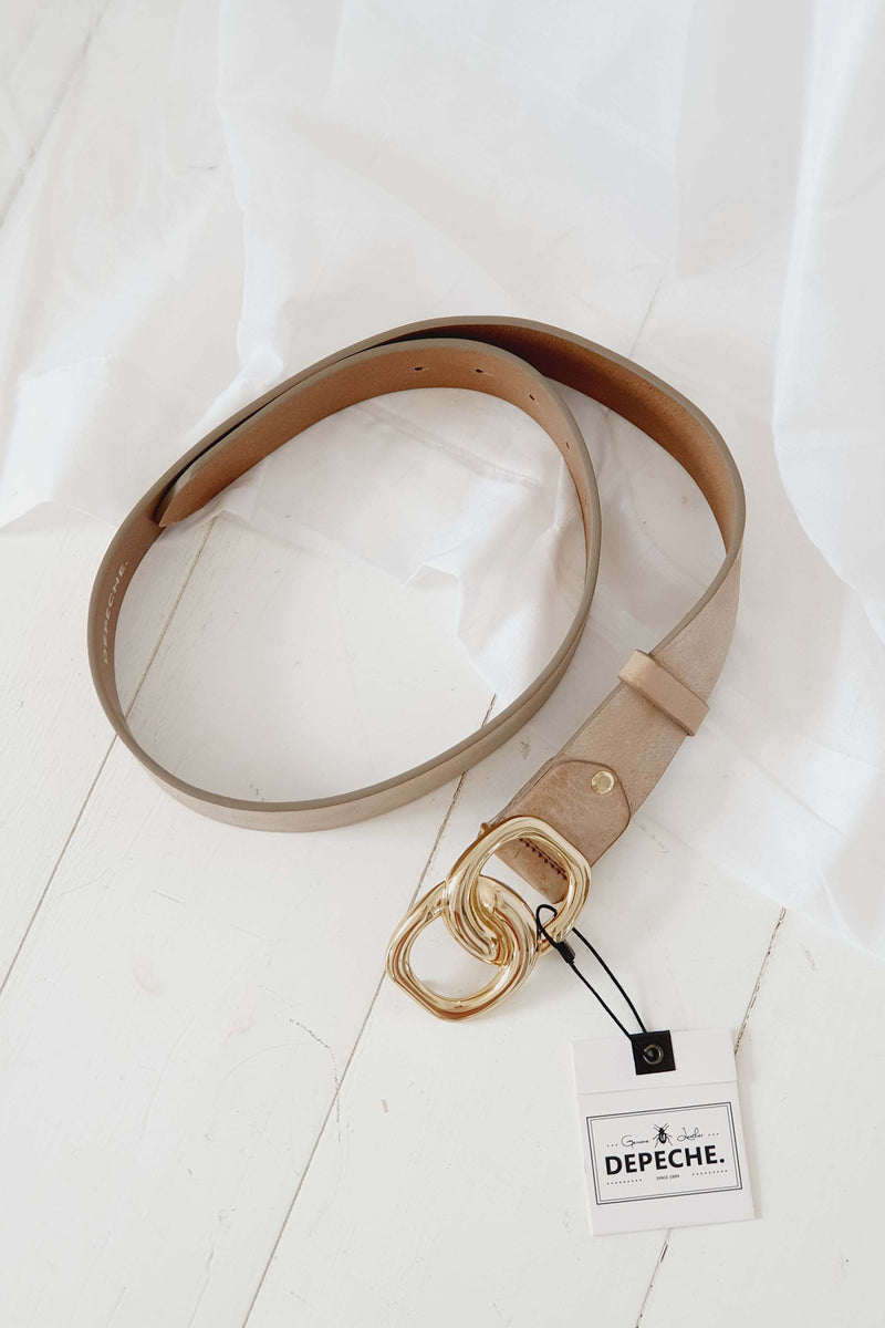 Infinity leather belt, sand/gold